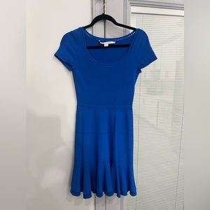 DVF Diane Von Fursterberg short sleeve Fit Flare Dress Royal blue Skater sz S